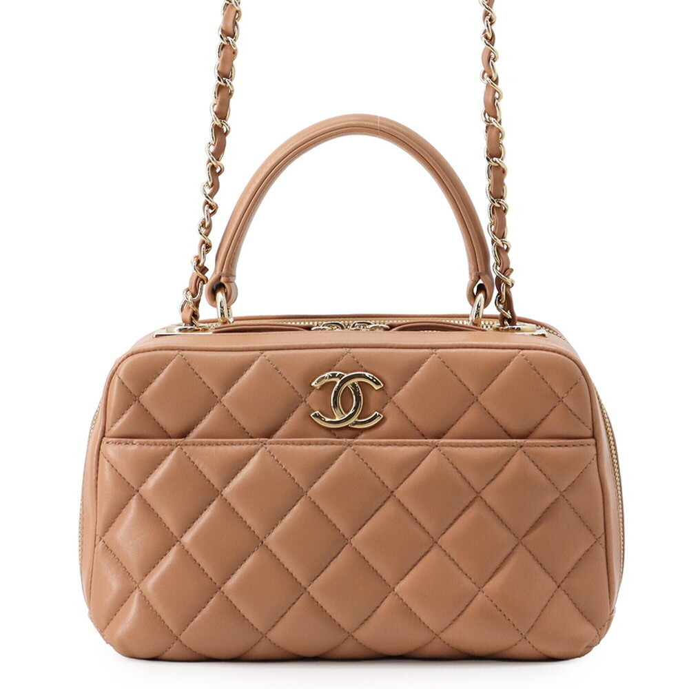 Chanel Matelassé Bowling Bag with Coco Mark, Lambskin, A93007, 2-way, Handbag...